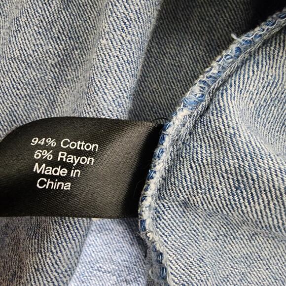 Lane Bryant Womens Top Size 22/24 Blue Peplum Light Wash Chambray Denim Tie Back - Picture 8 of 10